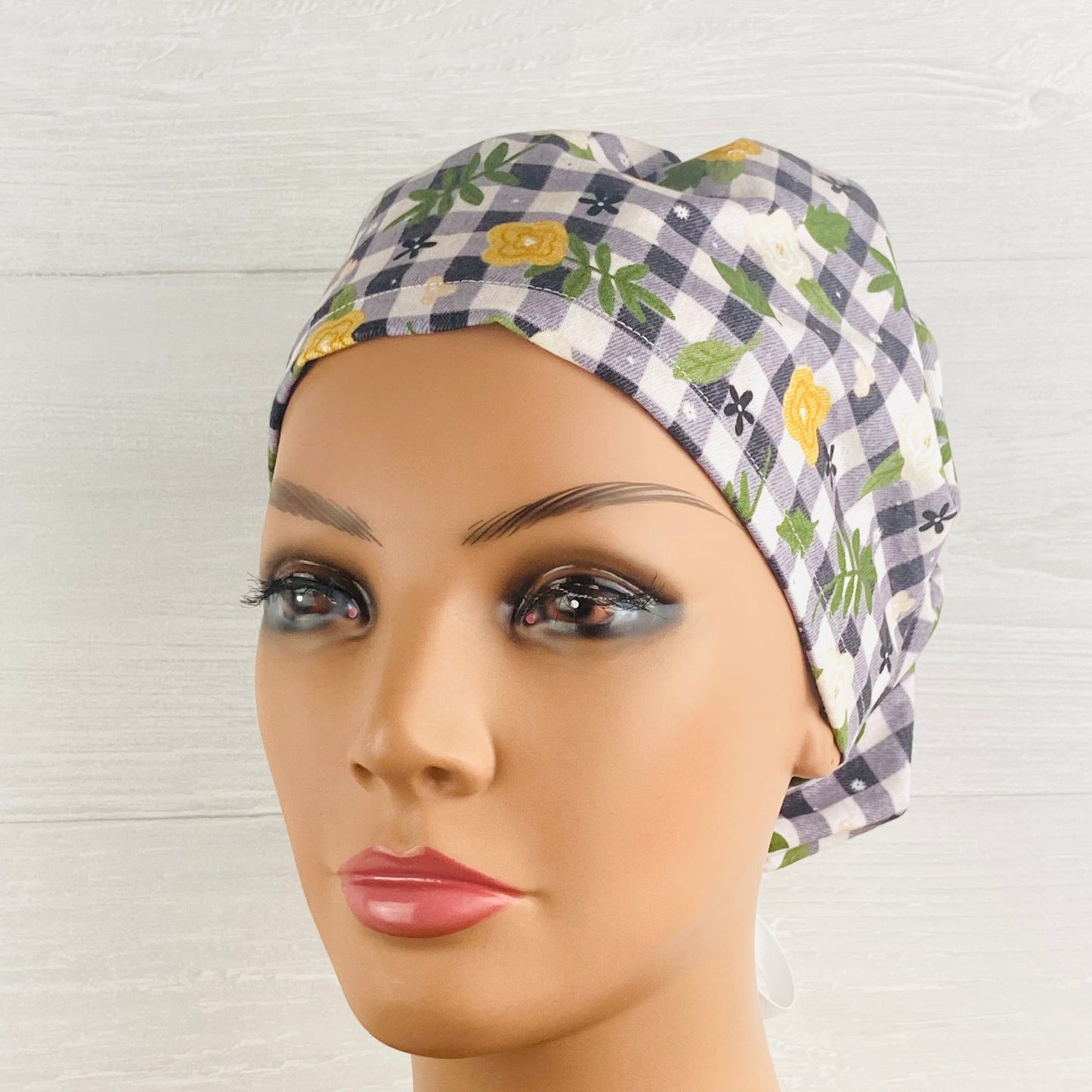 Plaid Floral Women's Tieback Hat