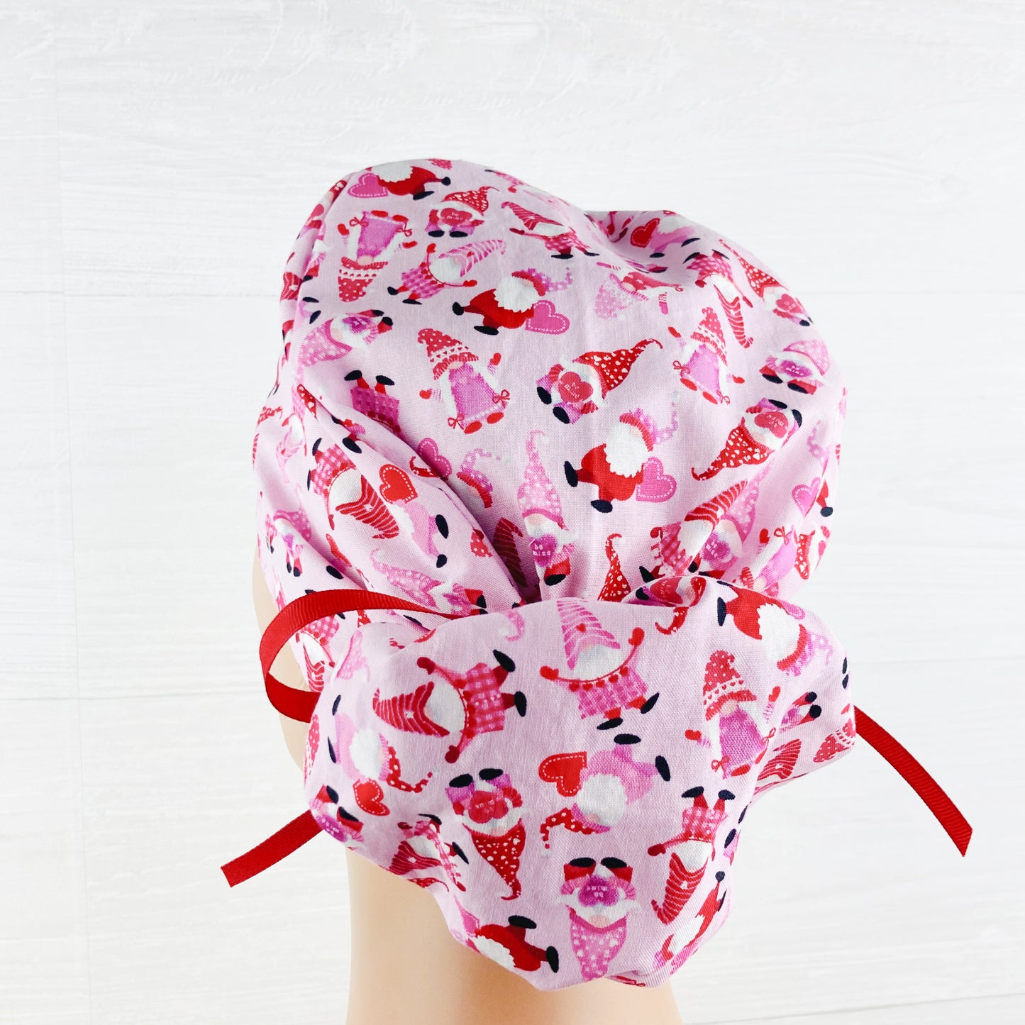 Gnomes on Pink Valentines Ponytail Hat