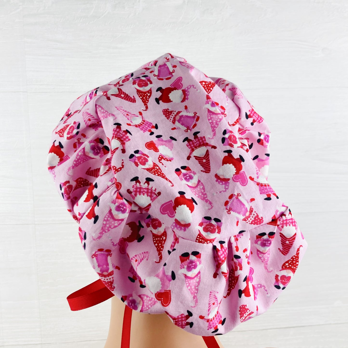 Gnomes on Pink Valentines Women's Tieback Hat