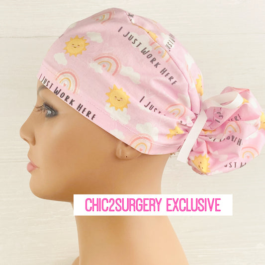 I Just Work Here Ponytail Scrub Hat