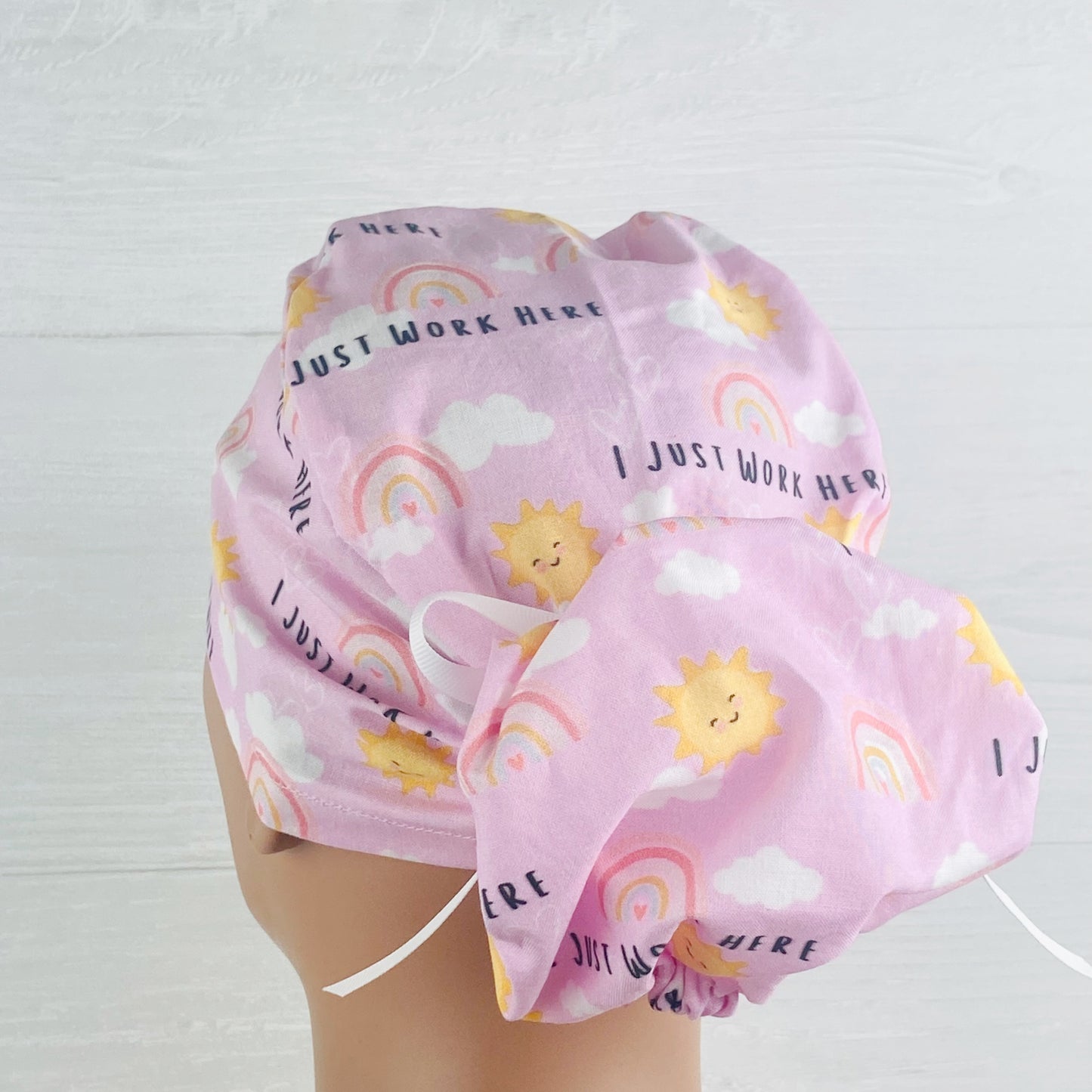 I Just Work Here Ponytail Scrub Hat