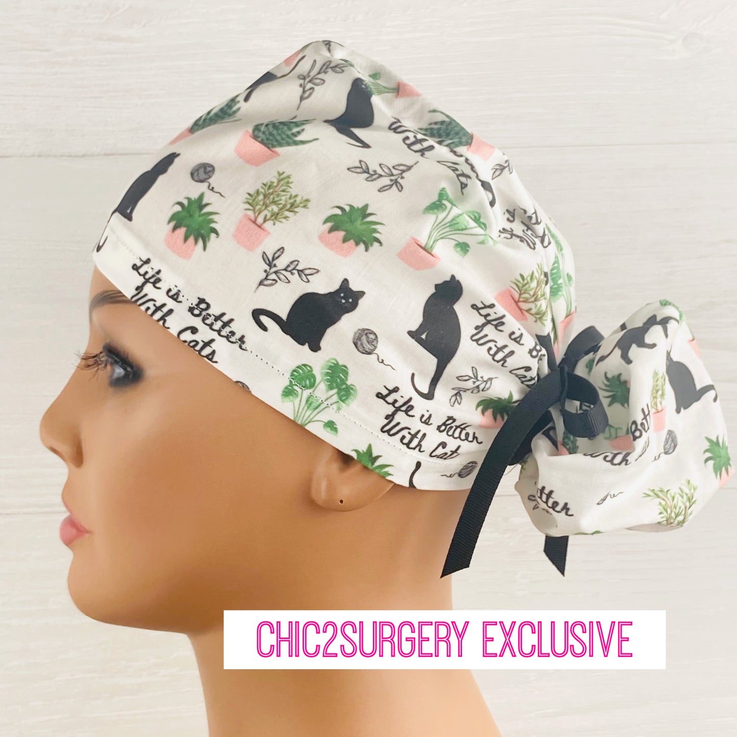 Life is Better with Cats Ponytail Scrub Hat