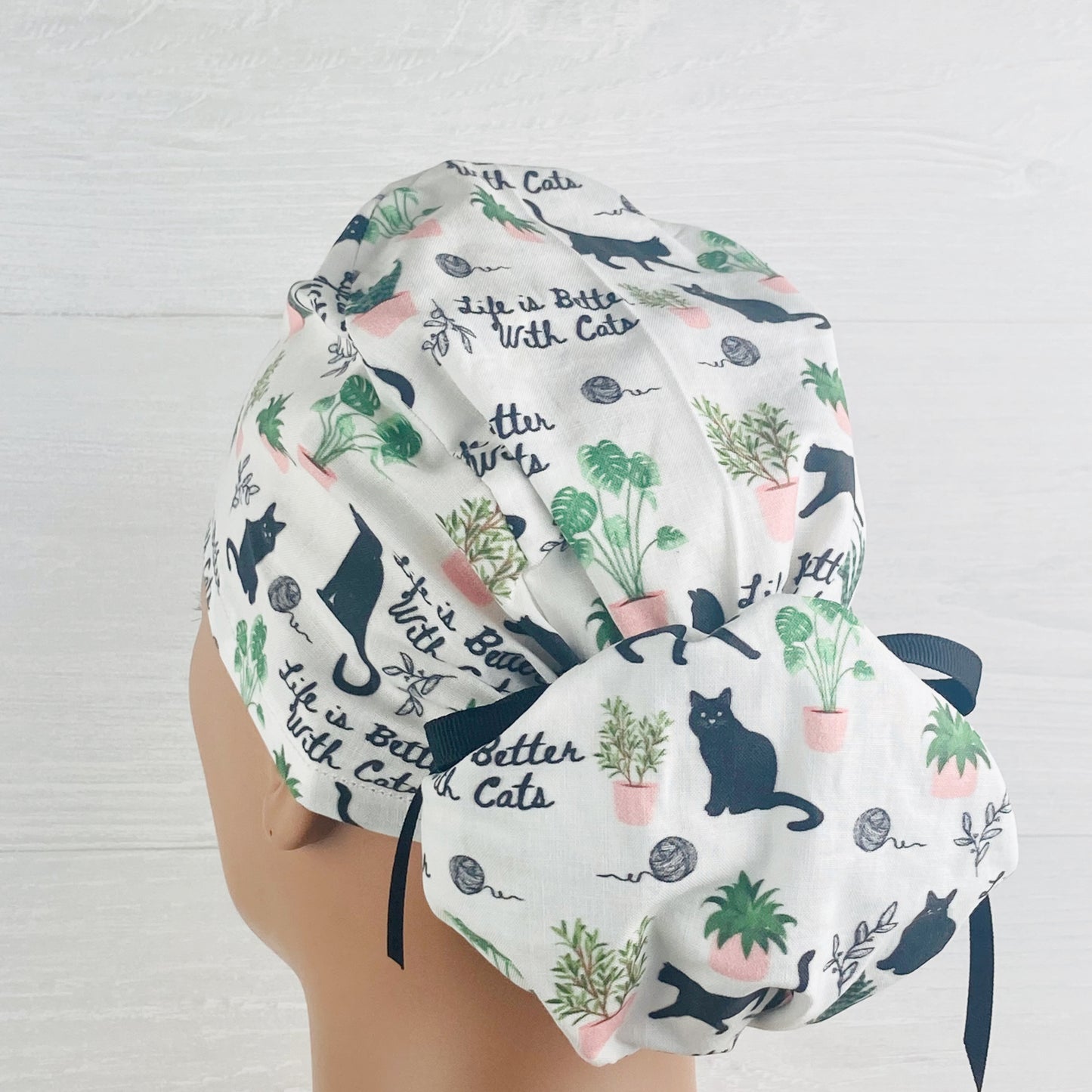 Life is Better with Cats Ponytail Scrub Hat