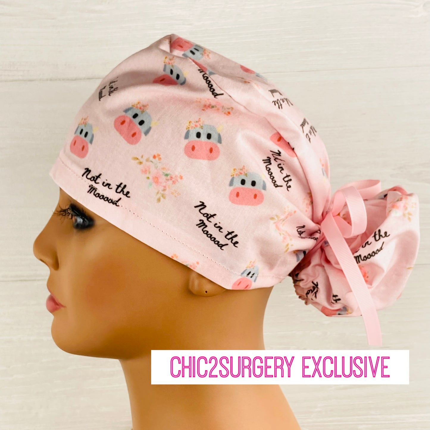 Not in the Mooood Pink Ponytail Scrub Hat
