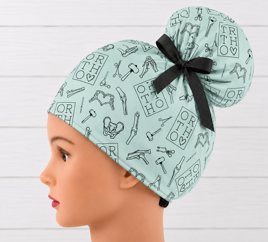 Ortho Love Mint High Bun Scrub Cap - Chic2Surgery