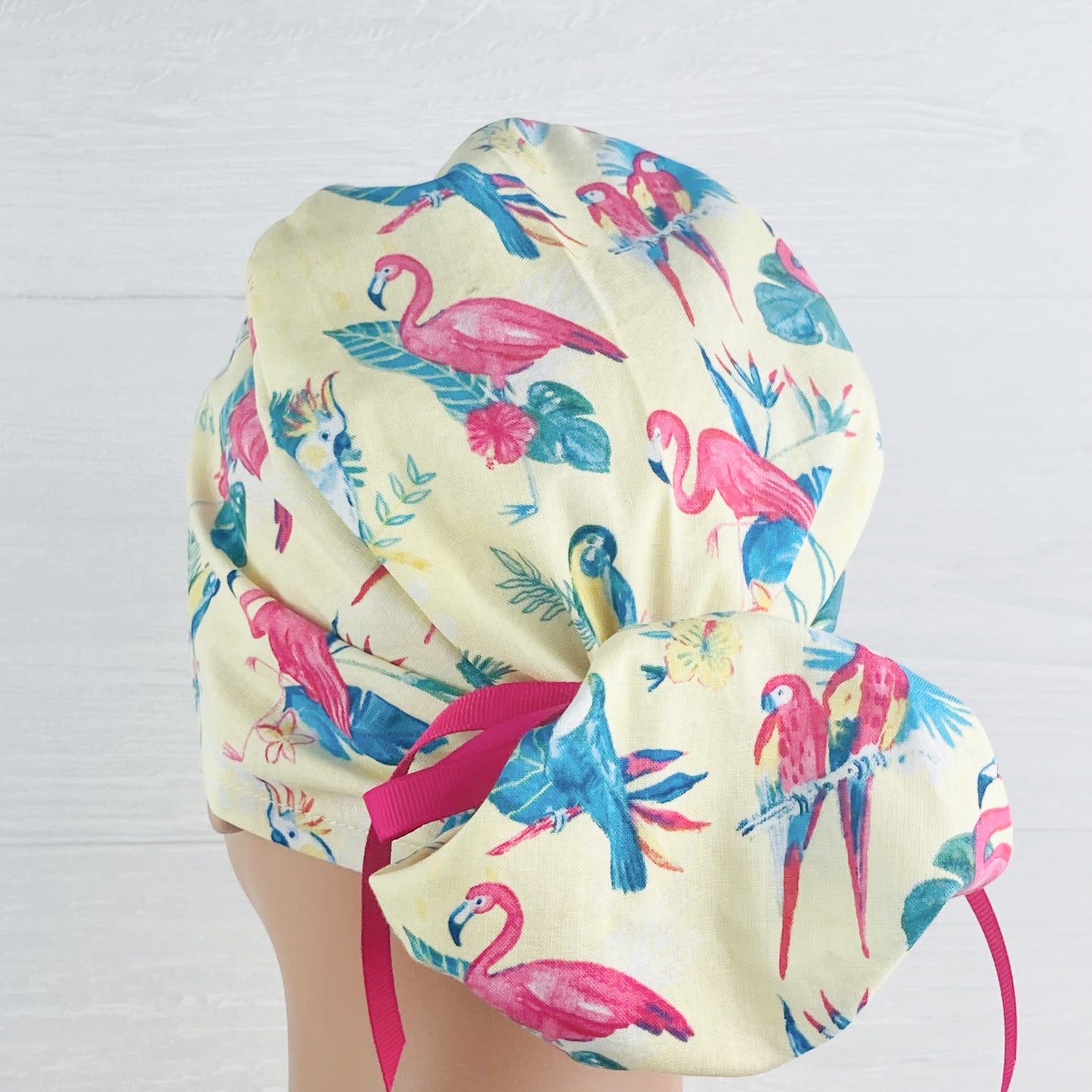 Parrots and Flamingos Ponytail Hat