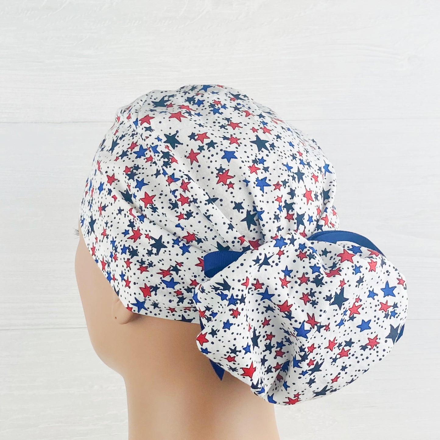 Patriotic Stars Ponytail Scrub Hat