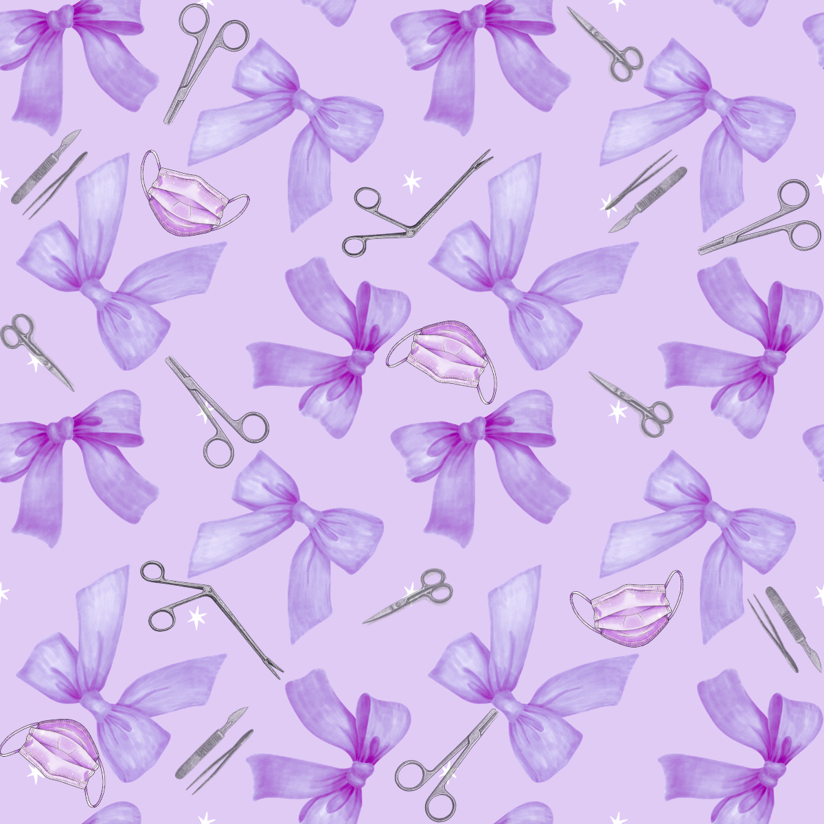 Surgical Bow Instruments Purple Ponytail Hat