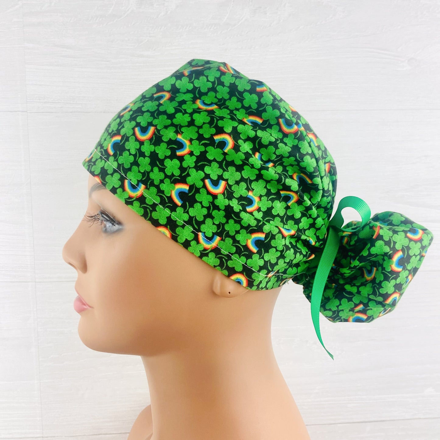 Shamrocks and Rainbows Ponytail Hat