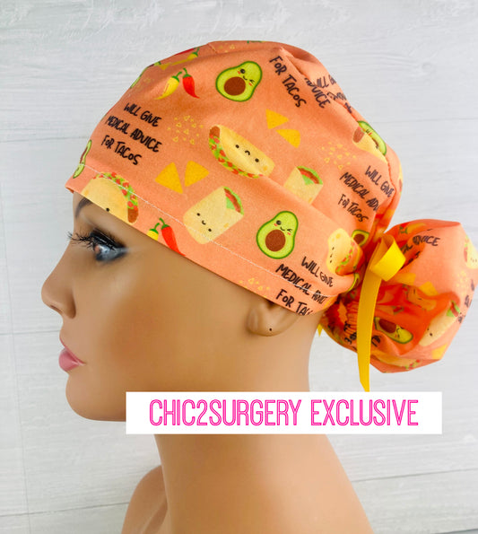 WIll Give Medical Advice for Tacos Ponytail Scrub Hat