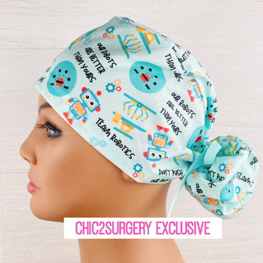 Team Robotics Ponytail Scrub Hat