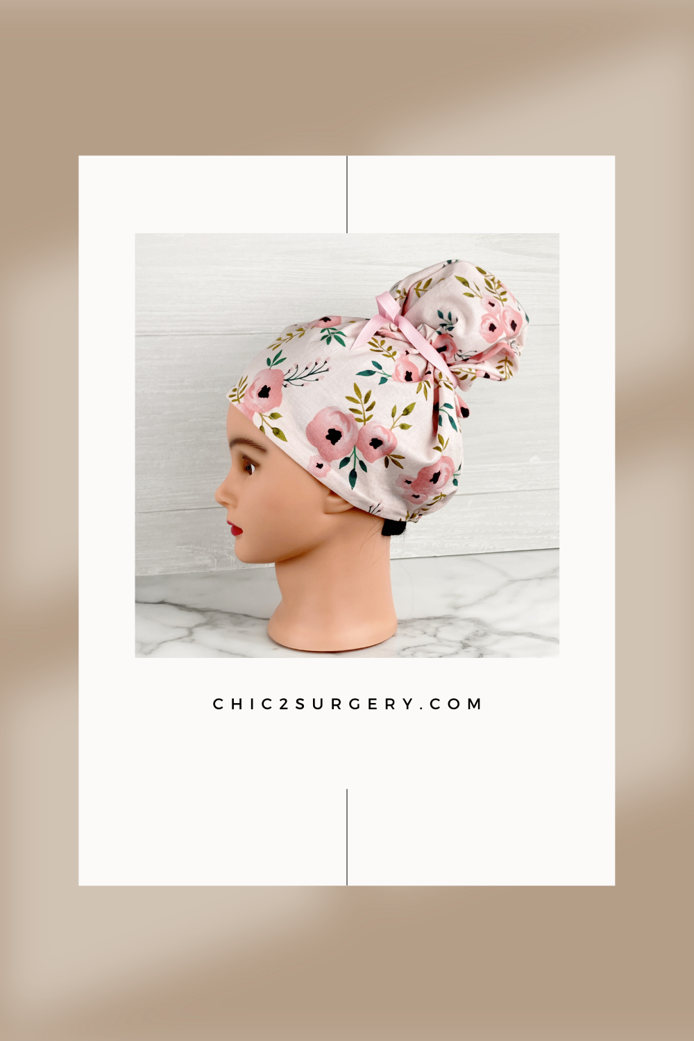 Blush Floral Updo Scrub Cap