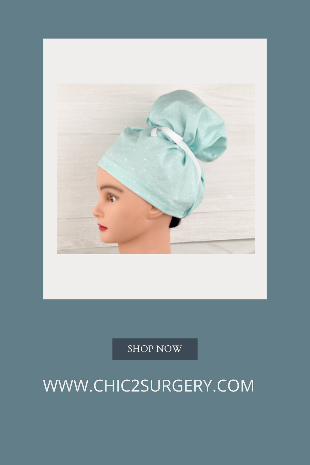 Blue Minidot Updo Scrub Cap