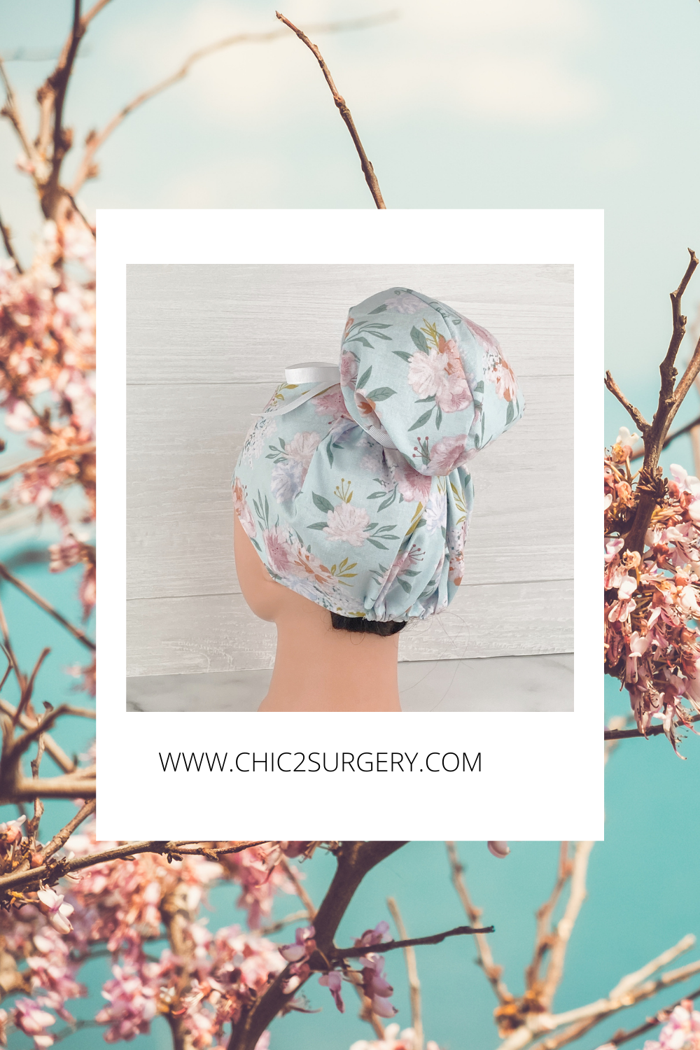 Baby's Breath Floral Updo Scrub Cap