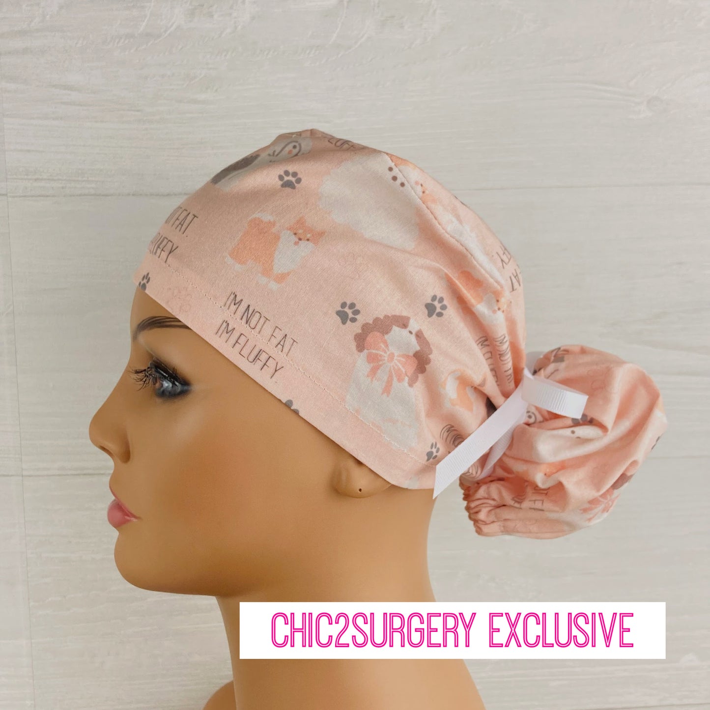 I'm Not Fat, I'm Fluffy Ponytail Scrub Hat