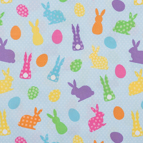 Easter Bunny Blue Dot Updo Scrub Cap