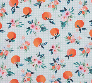 Gingham Oranges and Flowers Updo Scrub Cap