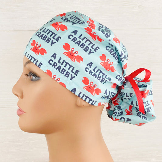 A Little Crabby Ponytail Scrub Hat