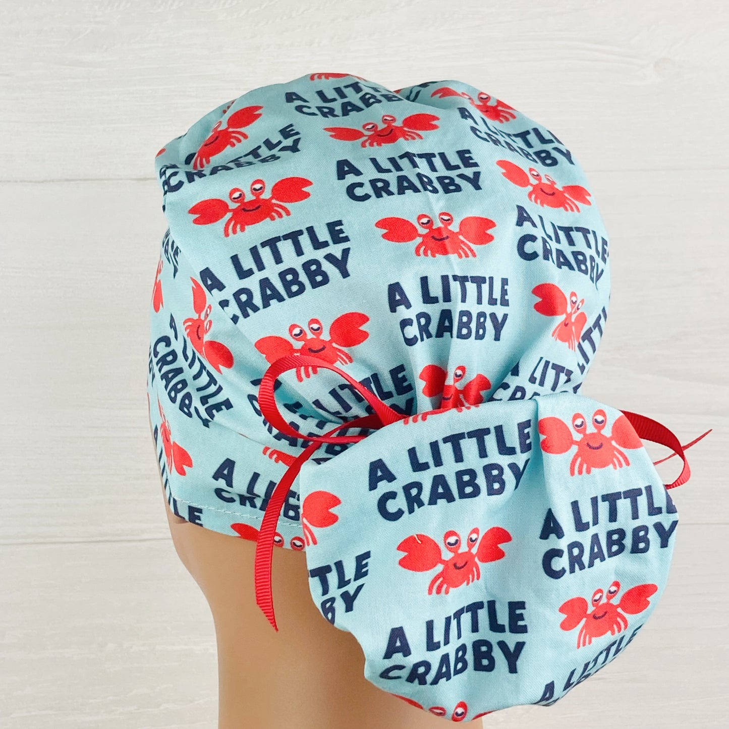 A Little Crabby Ponytail Scrub Hat