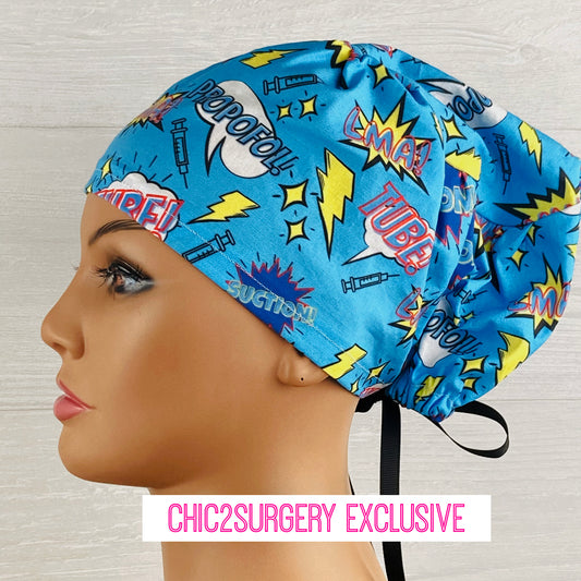 Anesthesia Comic Words Women's Tieback Hat