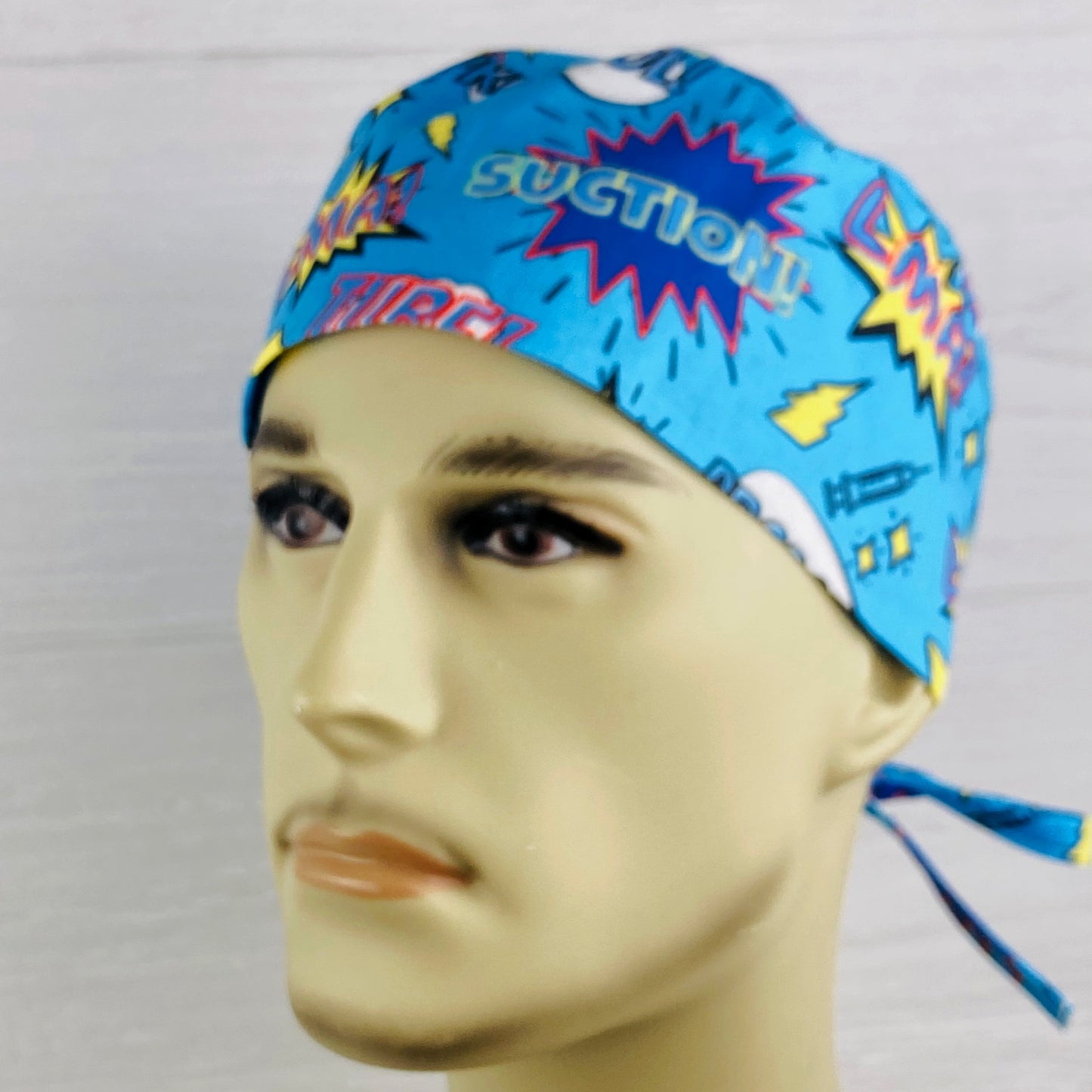 Anesthesia Comic Words Men's Scrub Hat
