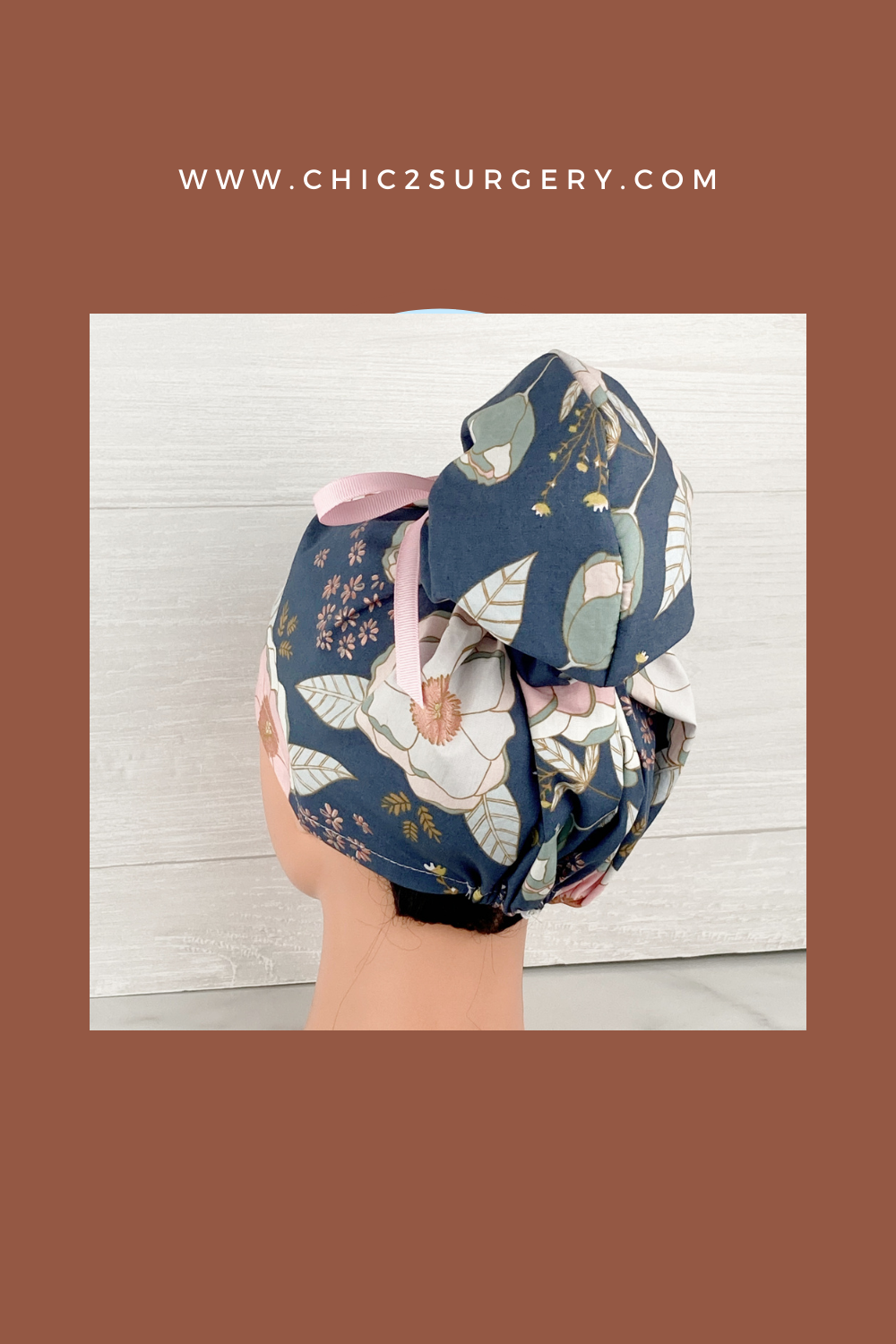 Sprinkled Peonies Updo Scrub Cap