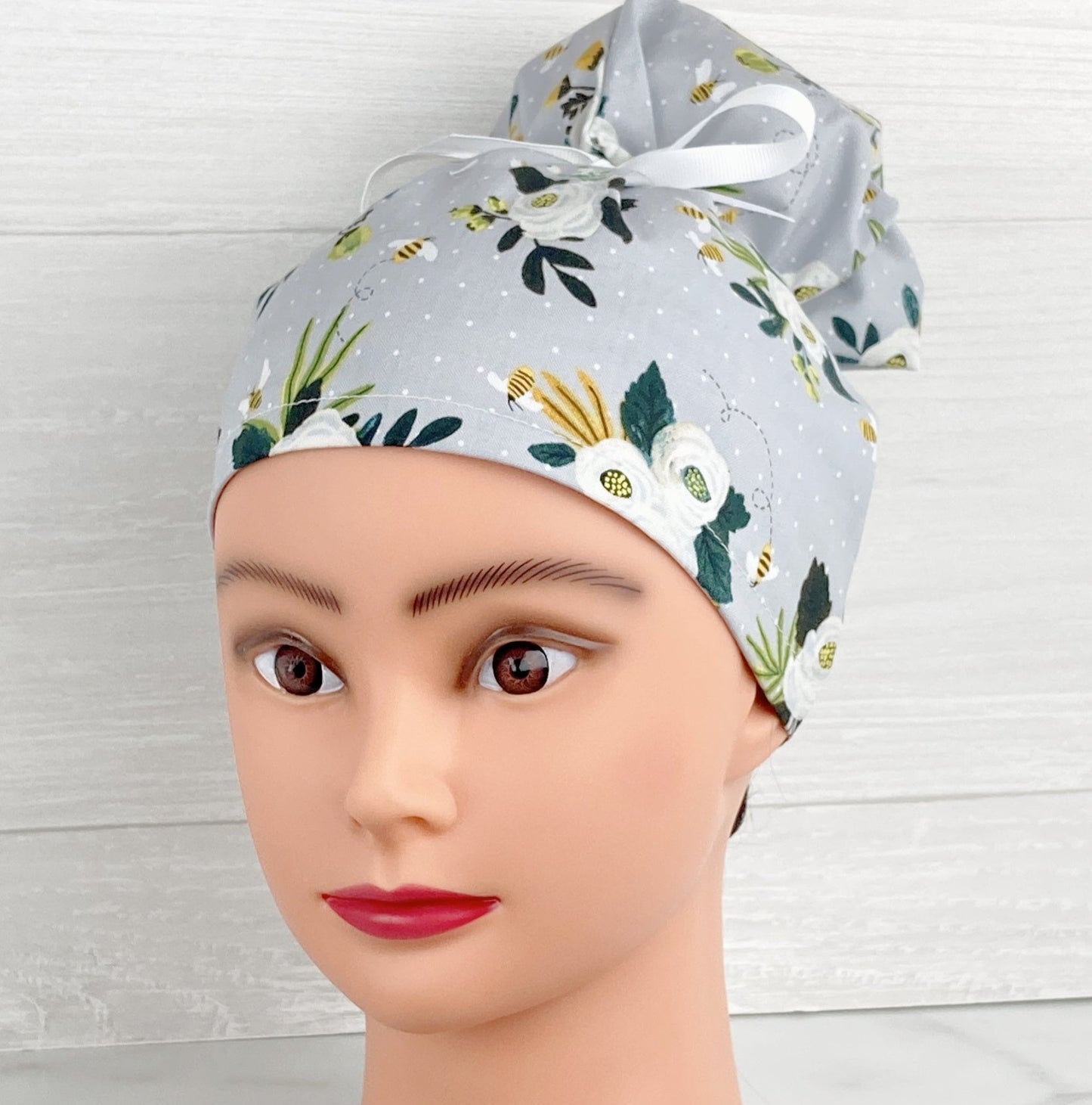 Bee Floral Updo Scrub Cap