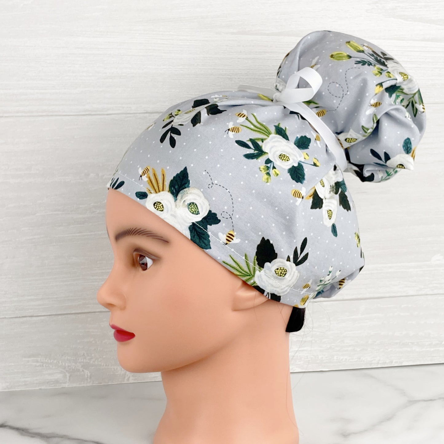 Bee Floral Updo Scrub Cap