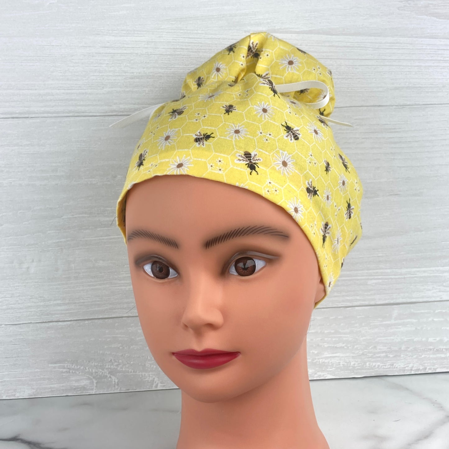 Bees and Daisies Updo Scrub Cap
