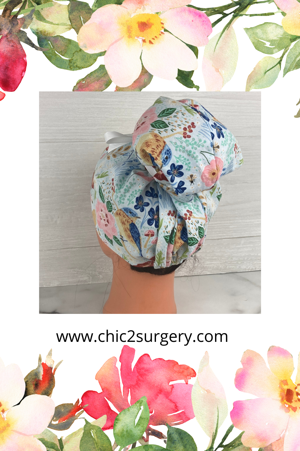 Birds and Bees Updo Scrub Cap