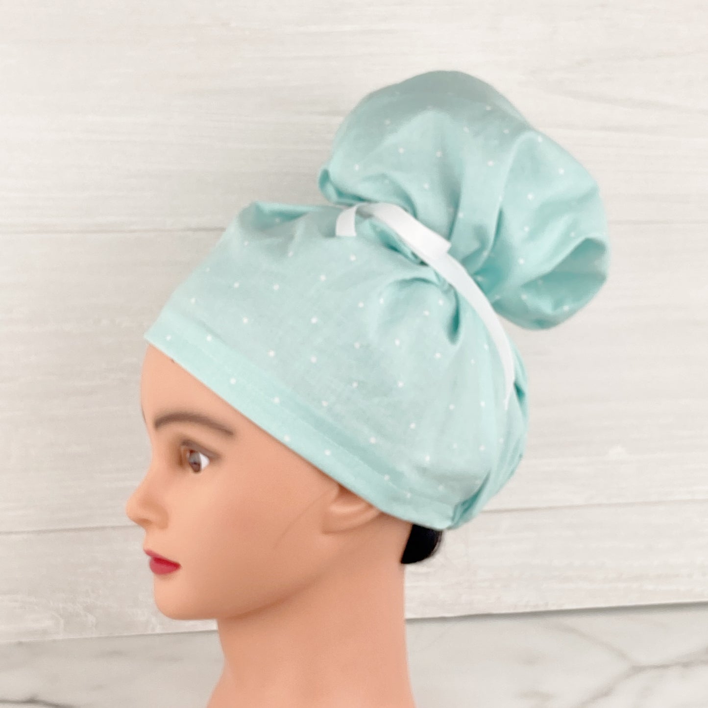 Blue Minidot Updo Scrub Cap