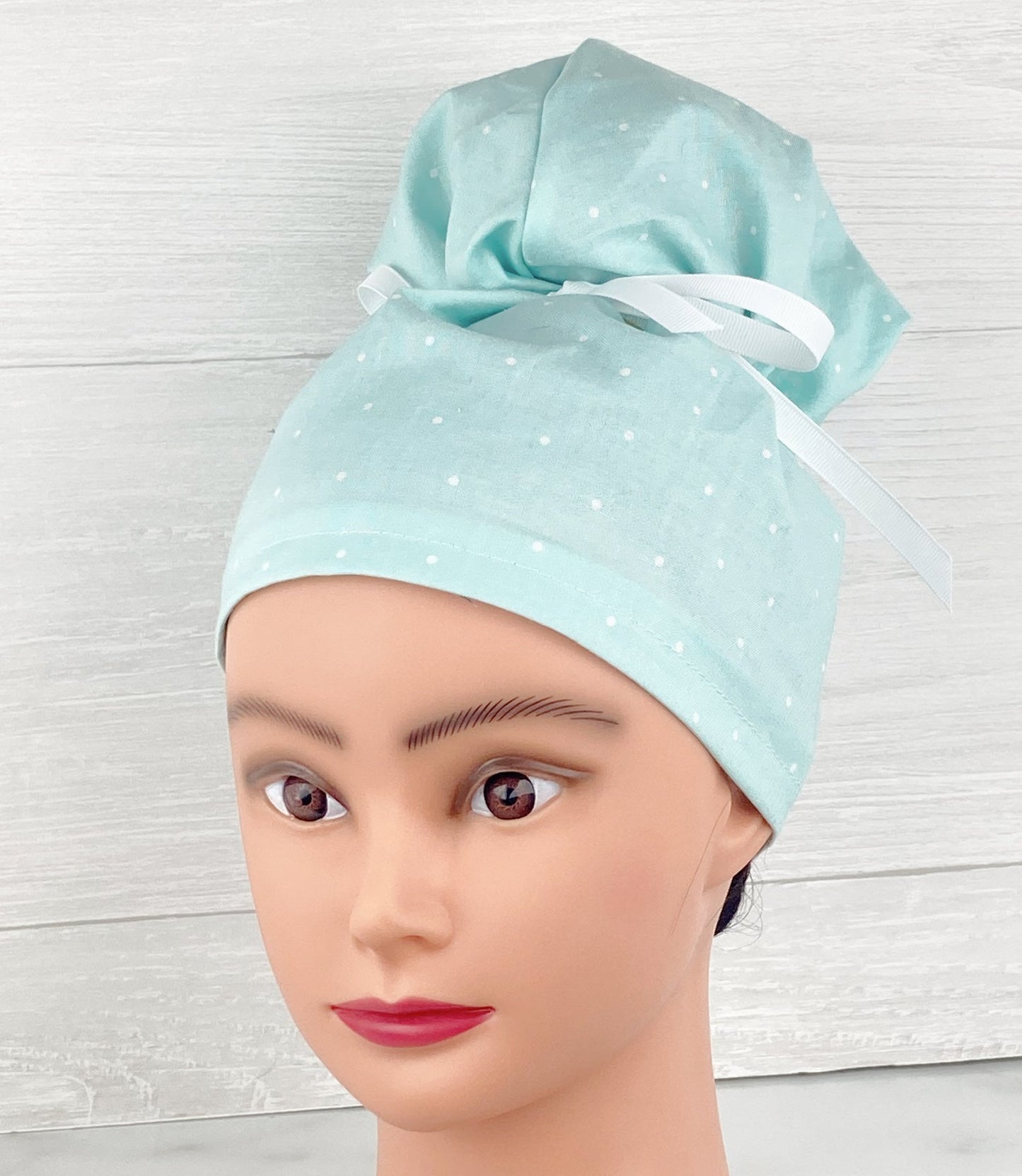 Blue Minidot Updo Scrub Cap