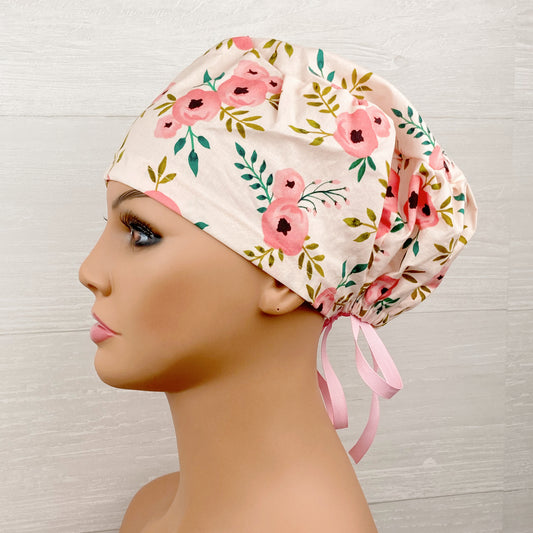 Blush Rose Watercolor Rose Women's Tieback Hat