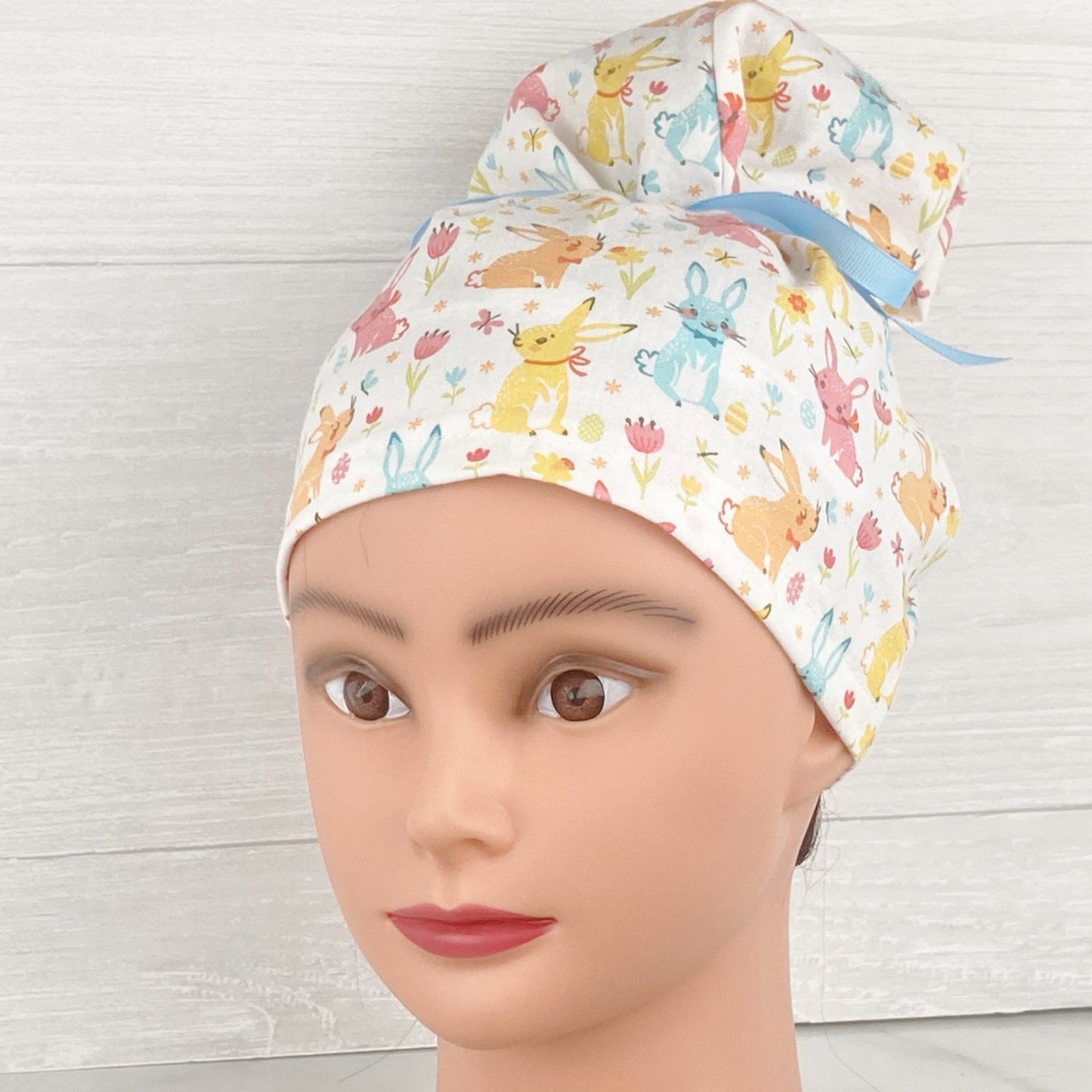Springtime Bunnies Updo Scrub Cap