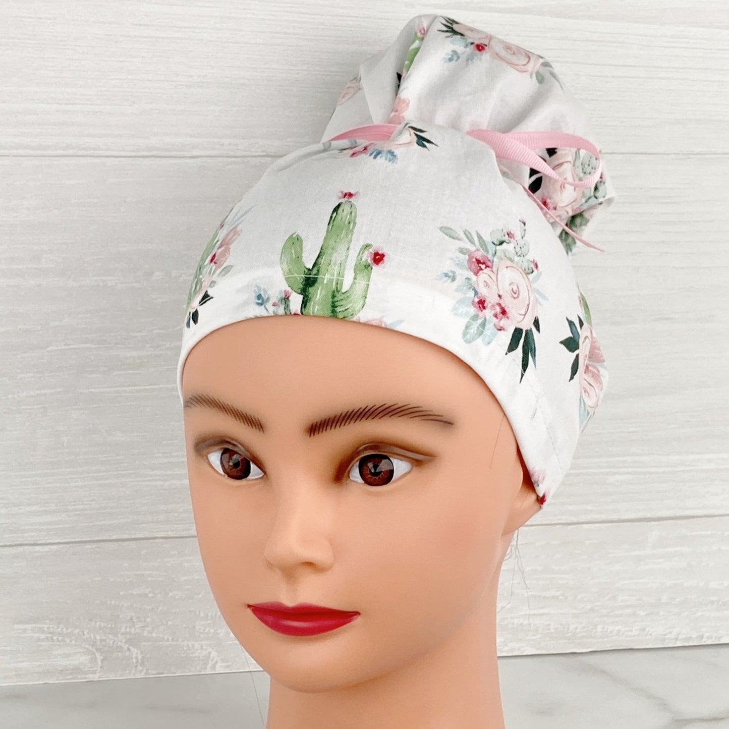 Cactus Floral Updo Scrub Cap