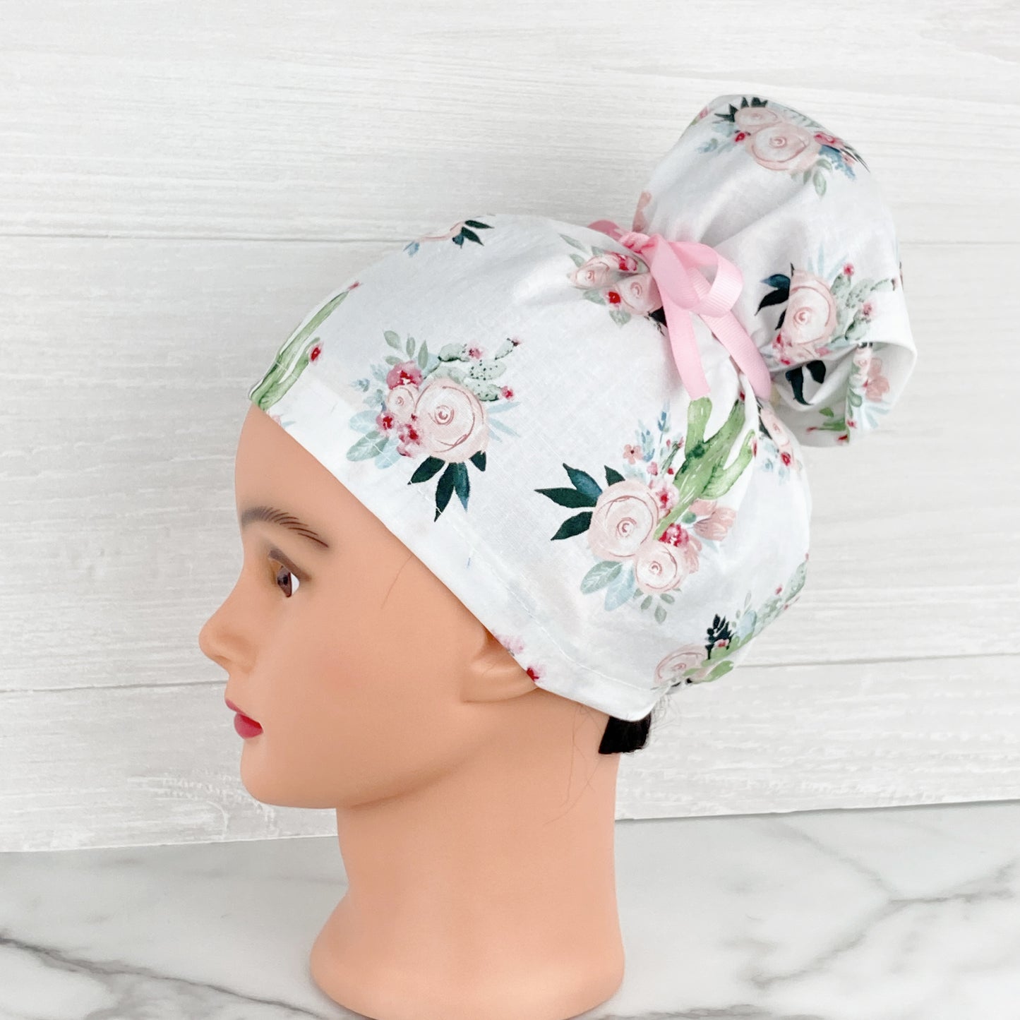 Cactus Floral Updo Scrub Cap