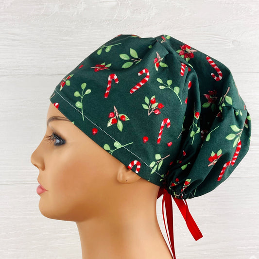 Candy Canes and Holly Women's Tieback Hat