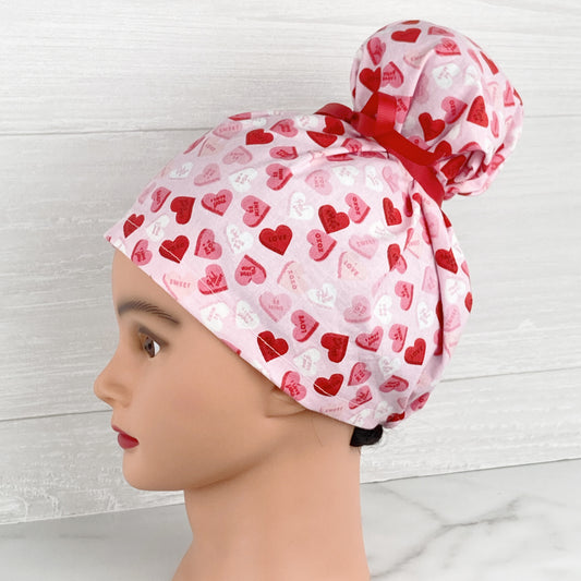 Candy Hearts Updo Scrub Cap