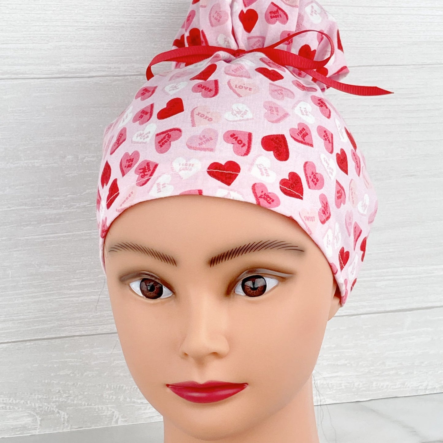Candy Hearts Updo Scrub Cap
