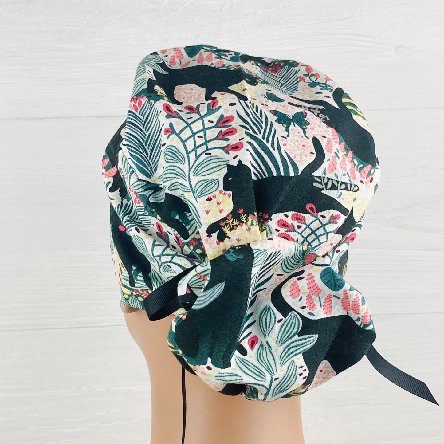 Cats and Plants Ponytail Scrub Hat