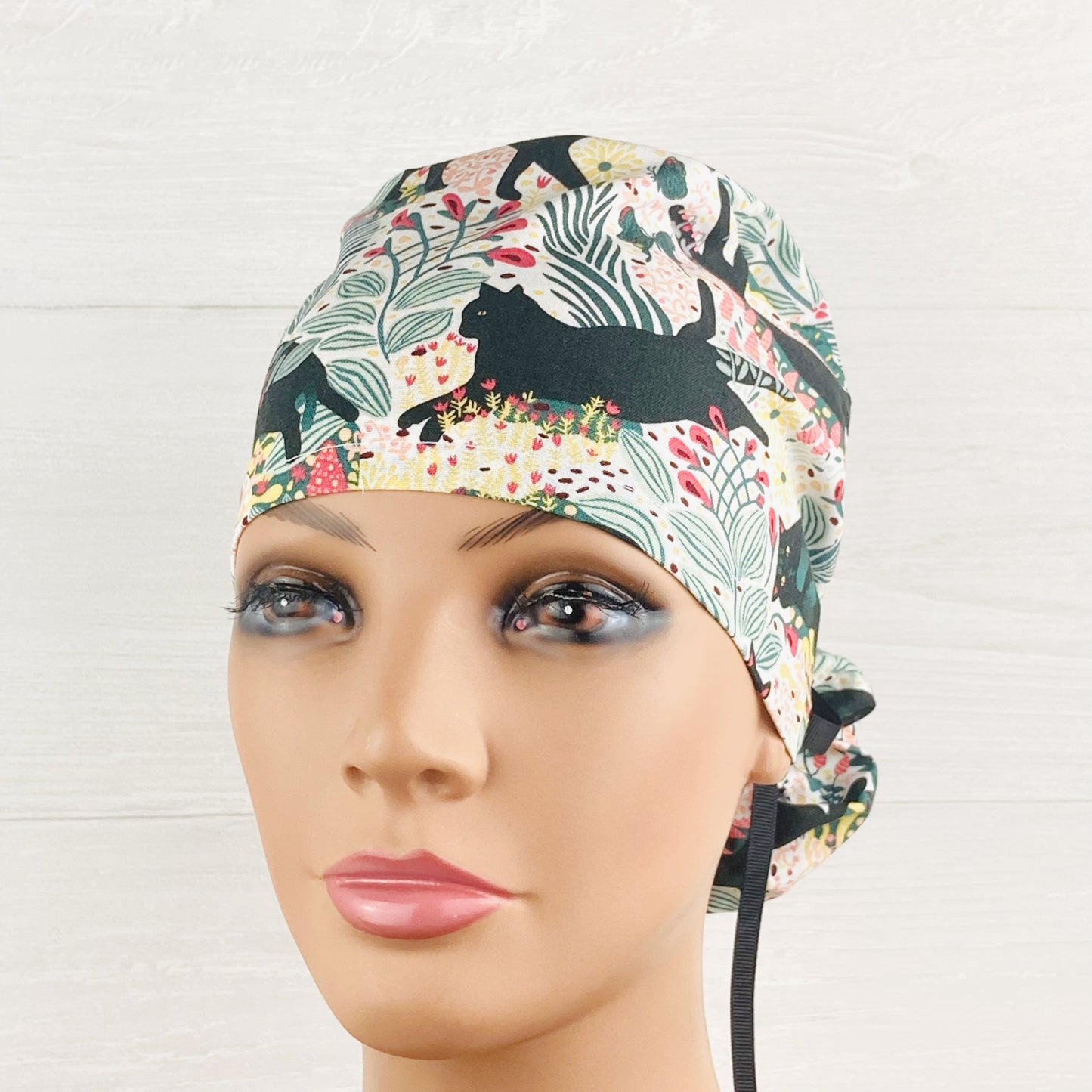 Cats and Plants Ponytail Scrub Hat