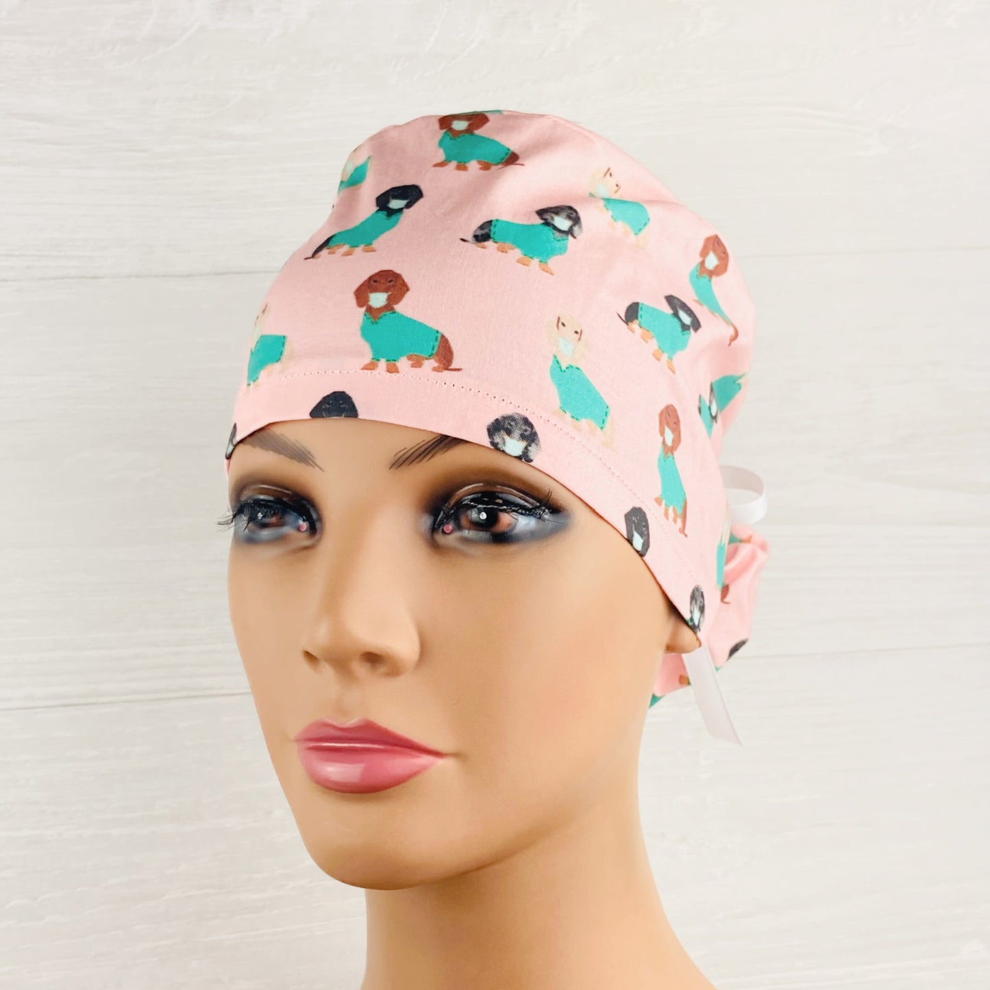 Dachshund in Scrubs Ponytail Scrub Hat