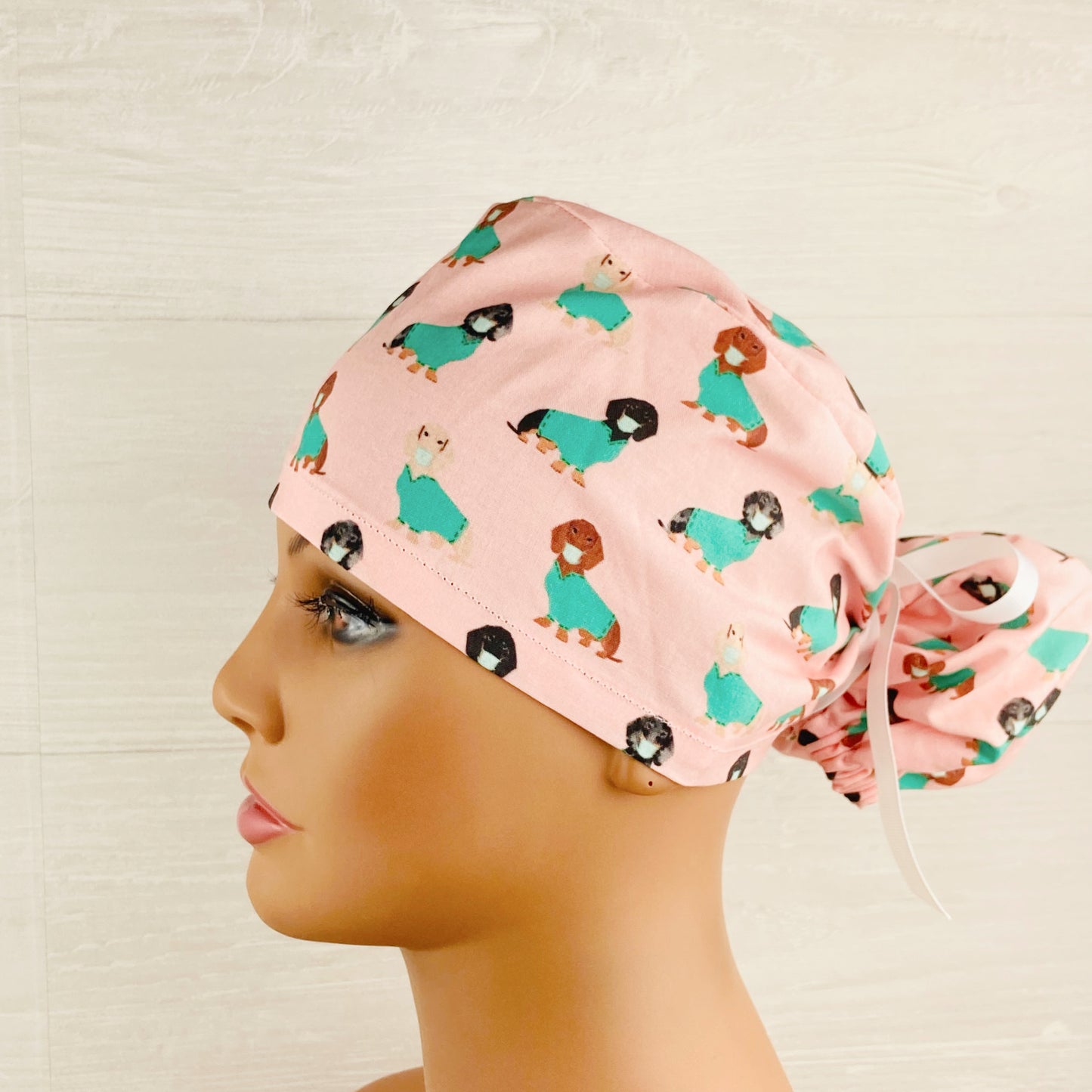 Dachshund in Scrubs Ponytail Scrub Hat