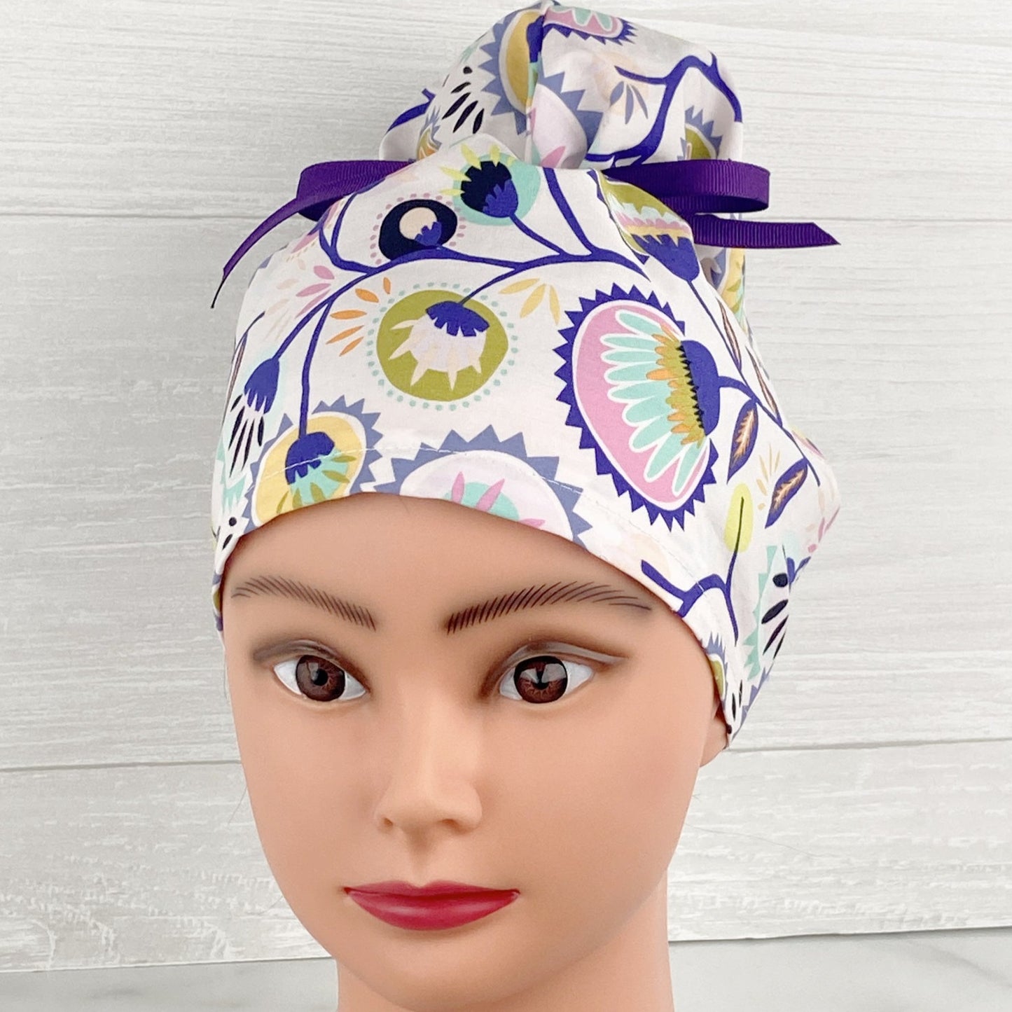 Ditzy Floral Updo Scrub Cap Cap