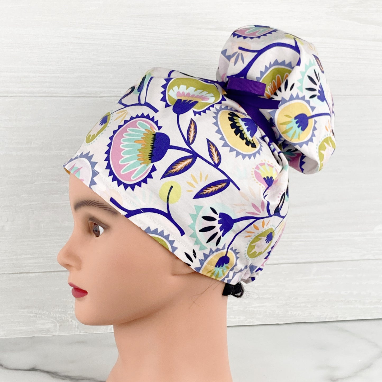 Ditzy Floral Updo Scrub Cap Cap