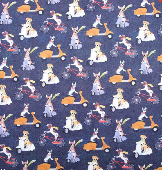 Dogs on Scooters Updo Scrub Cap