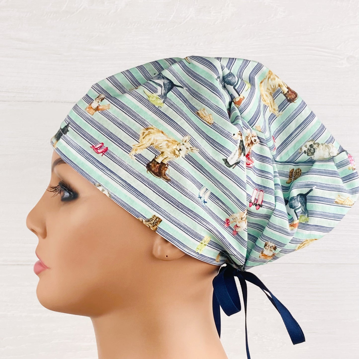 Dogs on Stripes Women's Tieback Hat