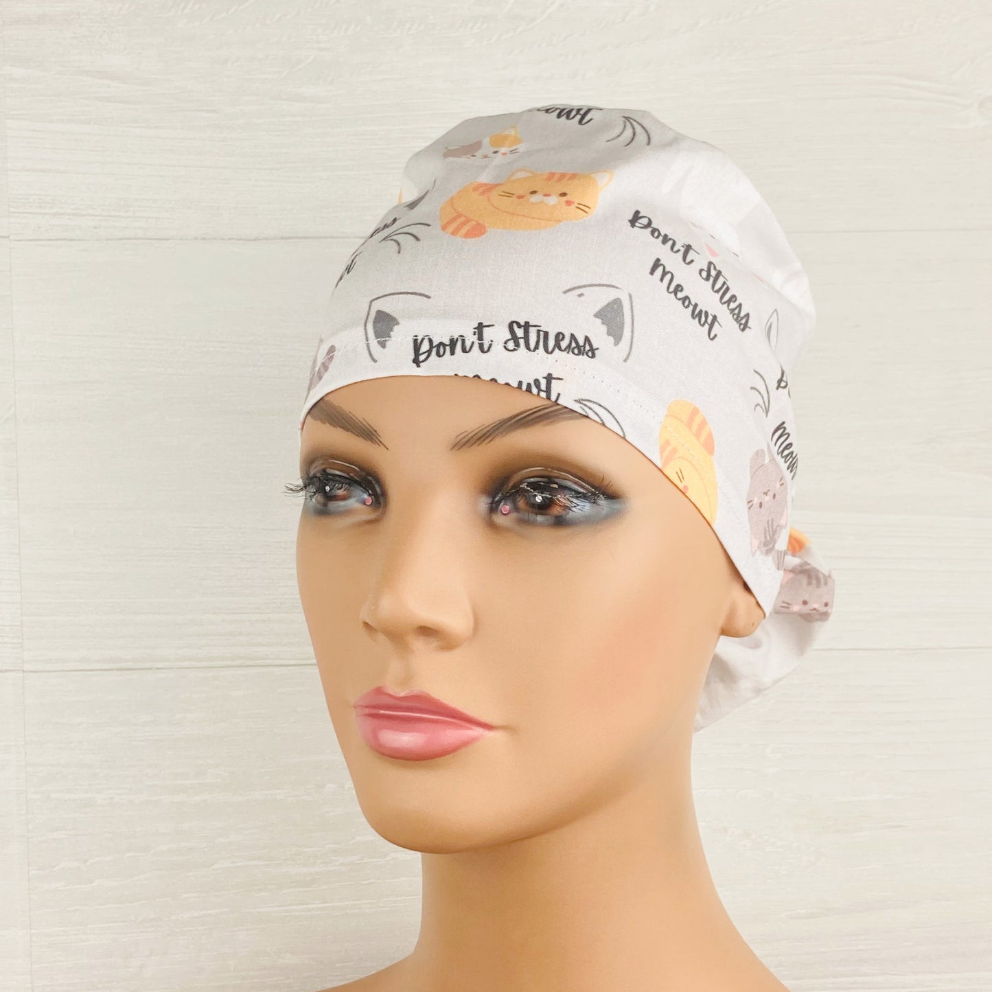 Don't Stress Meowt Ponytail Scrub Hat