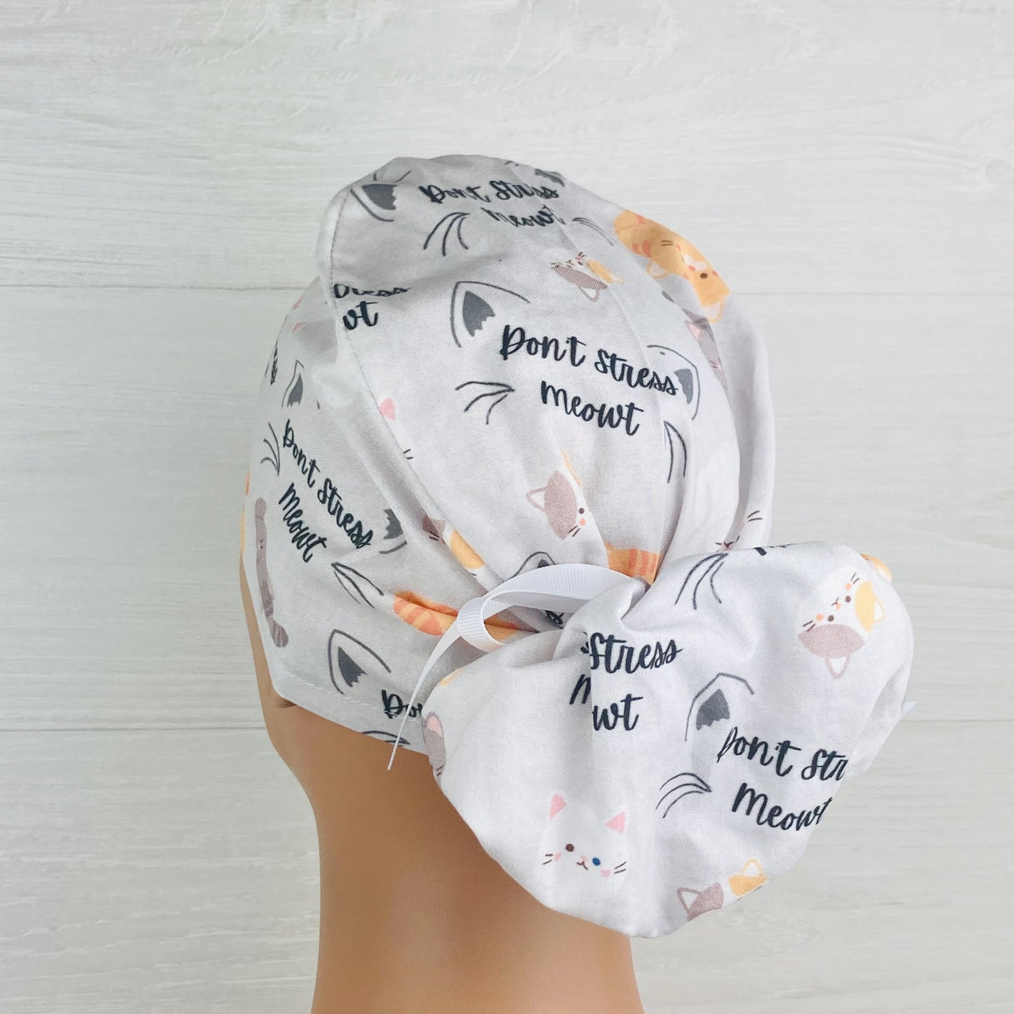 Don't Stress Meowt Ponytail Scrub Hat