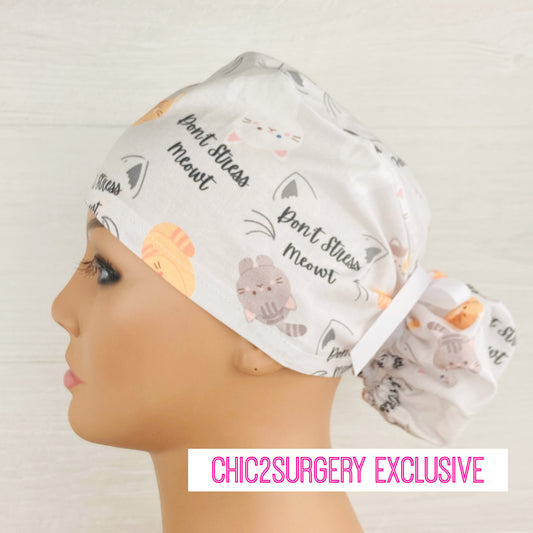 Don't Stress Meowt Ponytail Scrub Hat